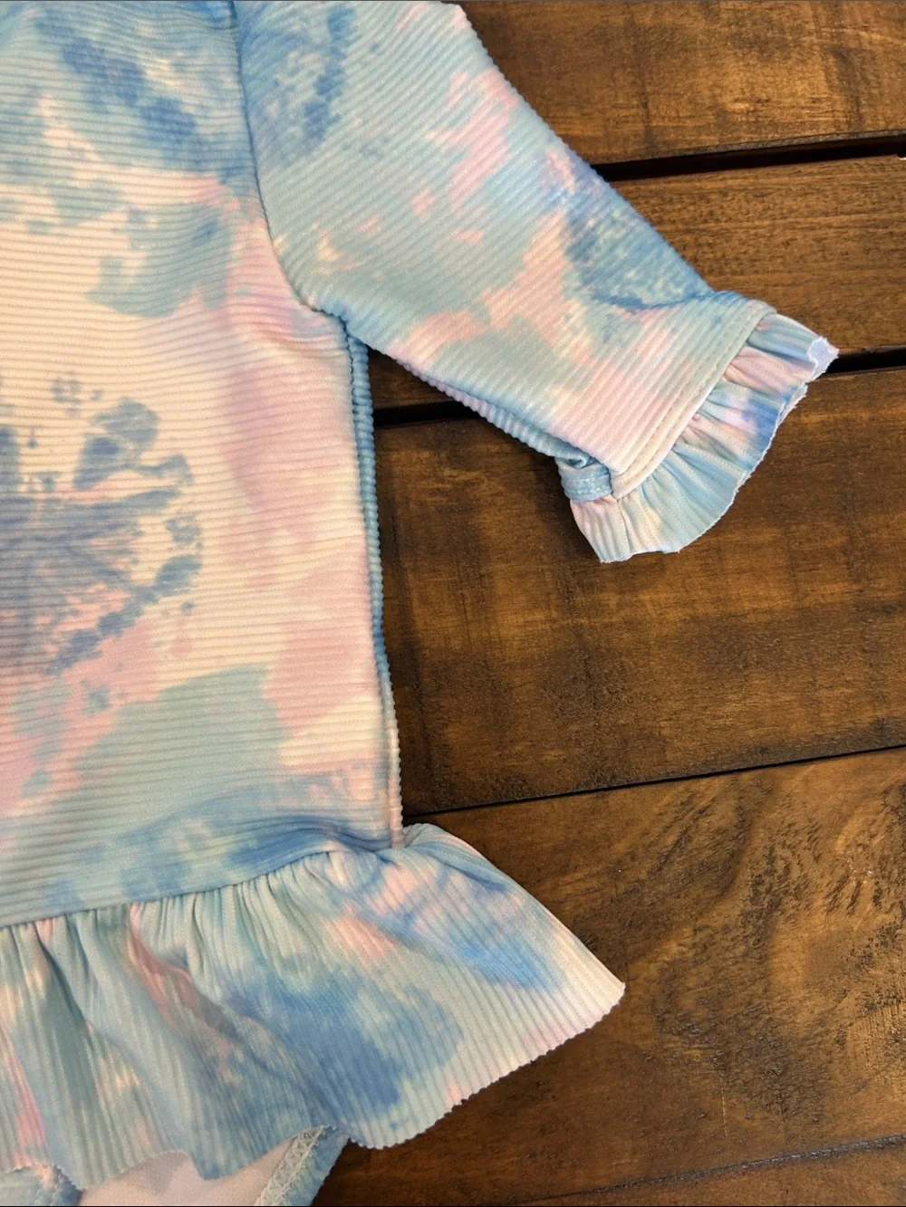 Snapper Rock 0-6M Light Blue and Pink Tie-Dye Infant Swim Top